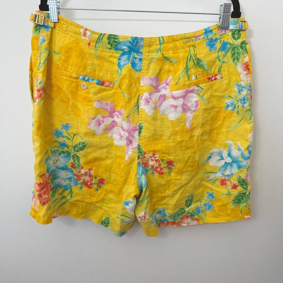 Lauren Ralph Lauren Floral Linen Shorts High Rise 6" Inseam Yellow 16 - Picture 3 of 6
